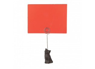 Stojan na vizitku / fotografii hnědá litinová kočička - 3*3*14 cm