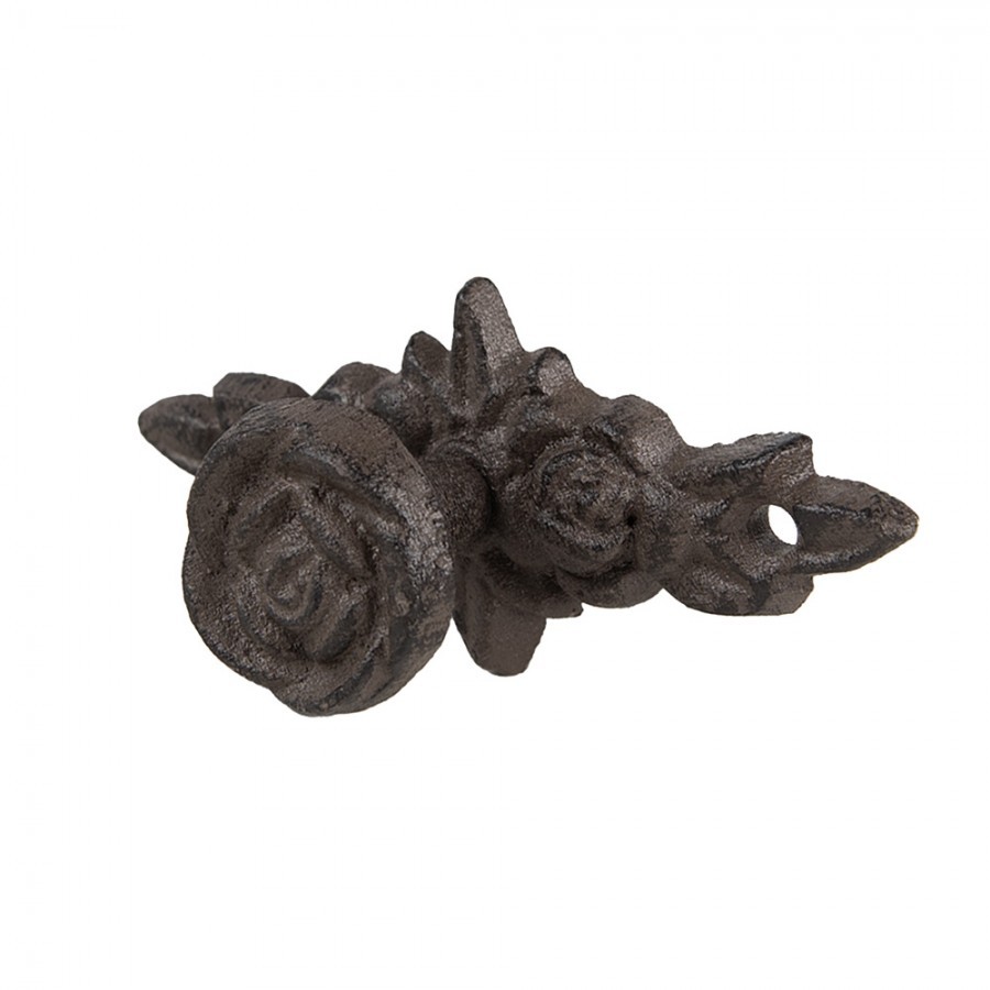 Hnědá litinová úchytka s růžemi Roseana - 4*4*10 cm Clayre & Eef Hnědá litinová úchytka s růžemi Roseana - 4*4*10 cm Clayre & Eef
