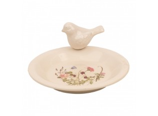 Keramické krmítko pro ptáčky s lučními květy Flowers of Love M - Ø 21*10 cm