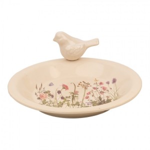 Keramické krmítko pro ptáčky s lučními květy Flowers of Love L - Ø 26*10 cm