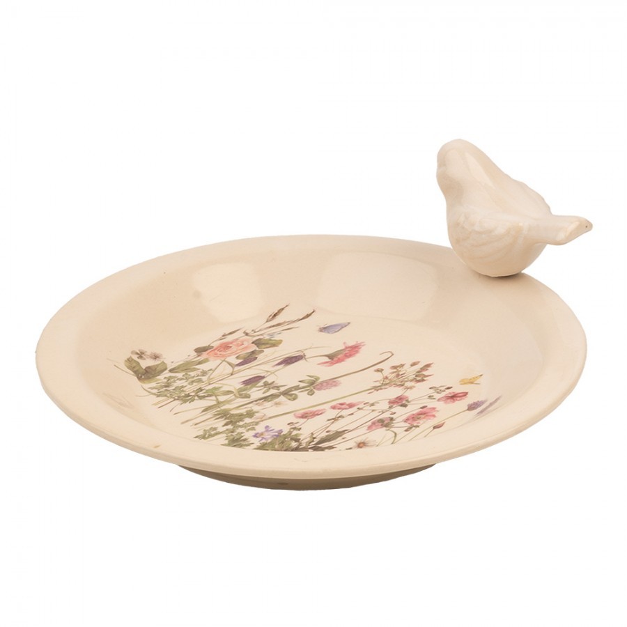 Keramické krmítko pro ptáčky s lučními květy Flowers of Love L - Ø 26*10 cm Clayre & Eef Keramické krmítko pro ptáčky s lučními květy Flowers of Love L - Ø 26*10 cm Clayre & Eef