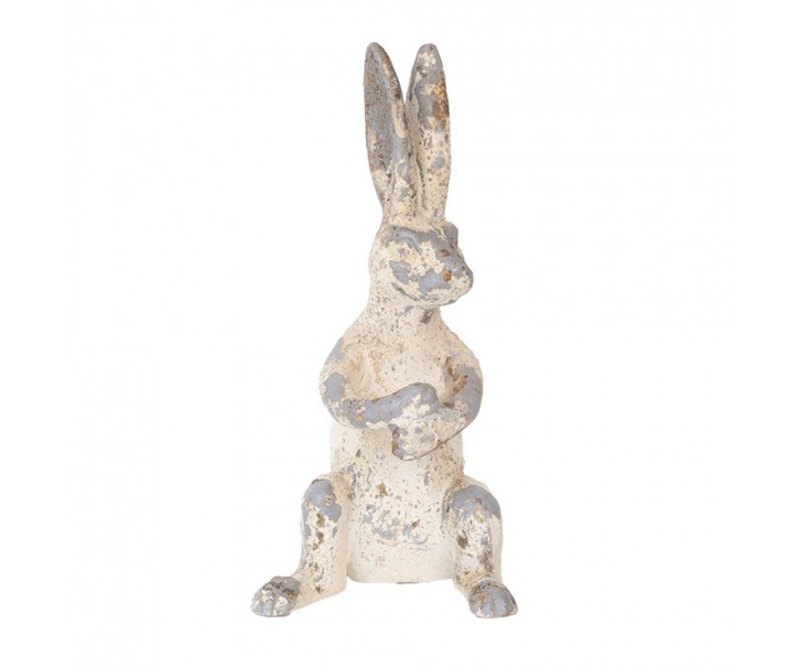 Béžovo-šedá dekorace králík ve vintage stylu - 8*9*17 cm Clayre & Eef