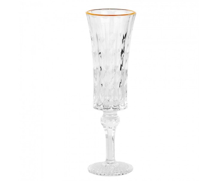 Sklenička na šampaňské se zlatým proužkem Gold line - Ø 6*20 cm / 100 ml Clayre & Eef
