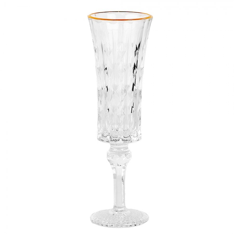 Sklenička na šampaňské se zlatým proužkem Gold line - Ø 6*20 cm / 100 ml