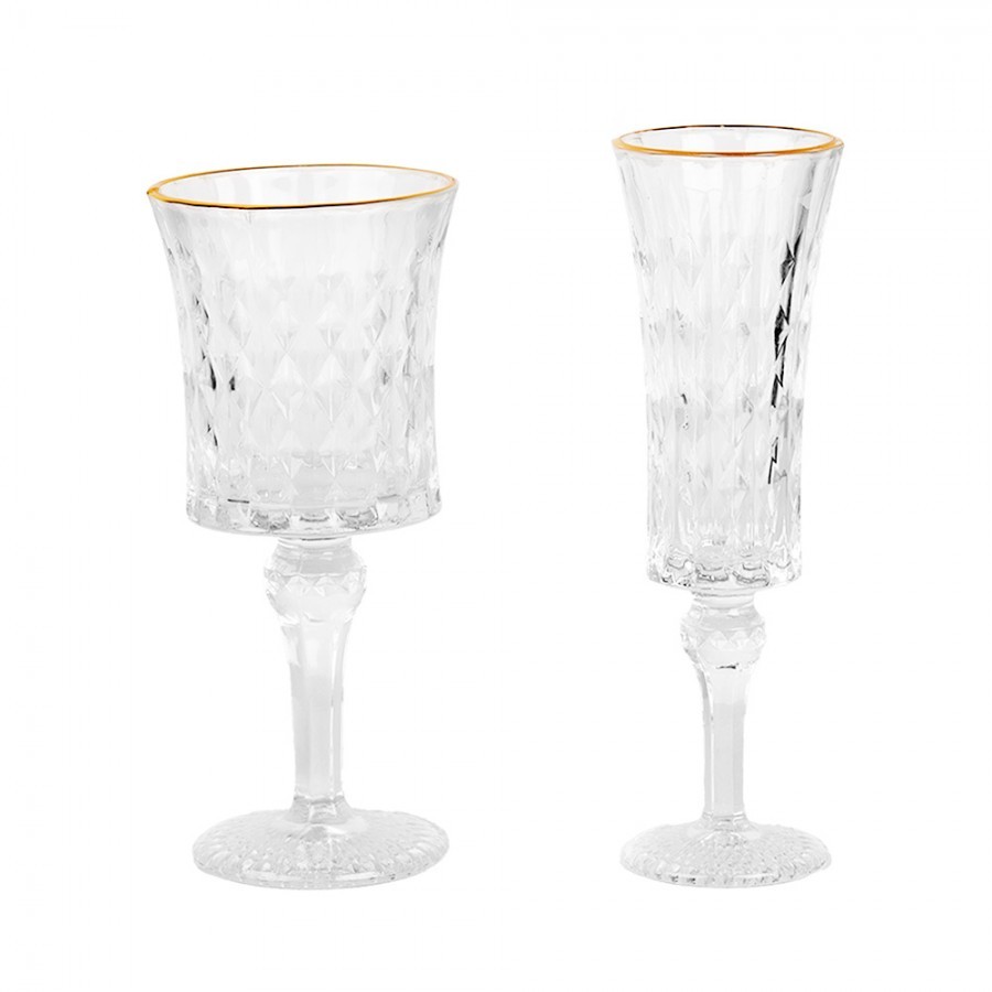 Sklenička na šampaňské se zlatým proužkem Gold line - Ø 6*20 cm / 100 ml Clayre & Eef Sklenička na šampaňské se zlatým proužkem Gold line - Ø 6*20 cm / 100 ml Clayre & Eef
