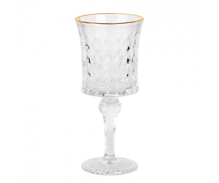 Sklenička na víno se zlatým proužkem Gold line - Ø 8*18 cm / 200 ml Clayre & Eef