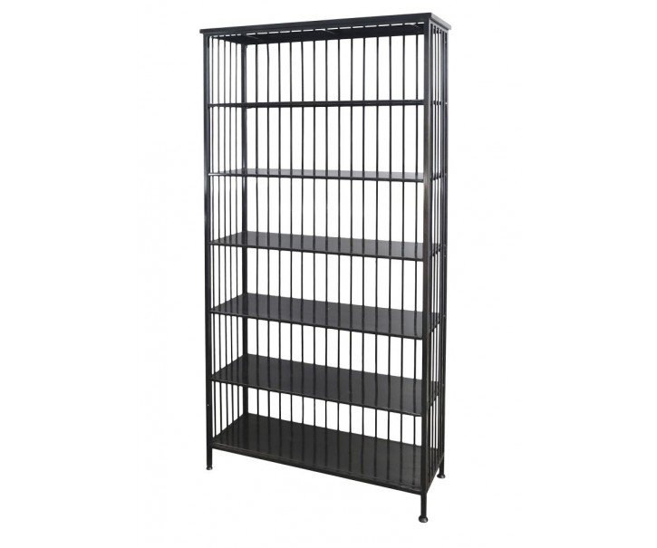 Černý kovový regál/ knihovna s policemi Vinni - 95*38*195cm Chic Antique