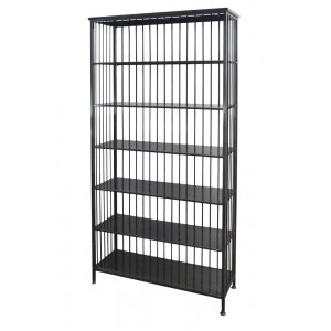 Černý kovový regál/ knihovna s policemi Vinni - 95*38*195cm