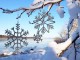 Champagne antik závěsná sněhová vločka s korálky Snowflake - 9 cm Chic Antique