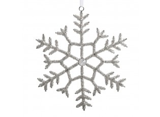 Champagne antik závěsná sněhová vločka s korálky Snowflake - 20 cm