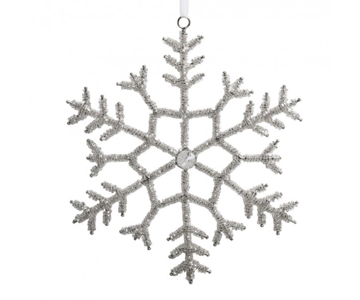 Champagne antik závěsná sněhová vločka s kamínky Snowflake - 20 cm Chic Antique