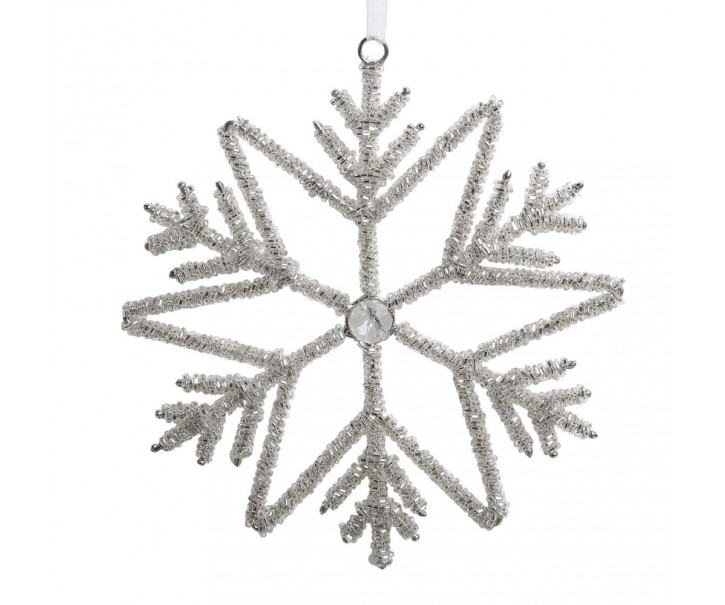 Champagne antik závěsná sněhová vločka s kamínky Snowflake - 17 cm Chic Antique