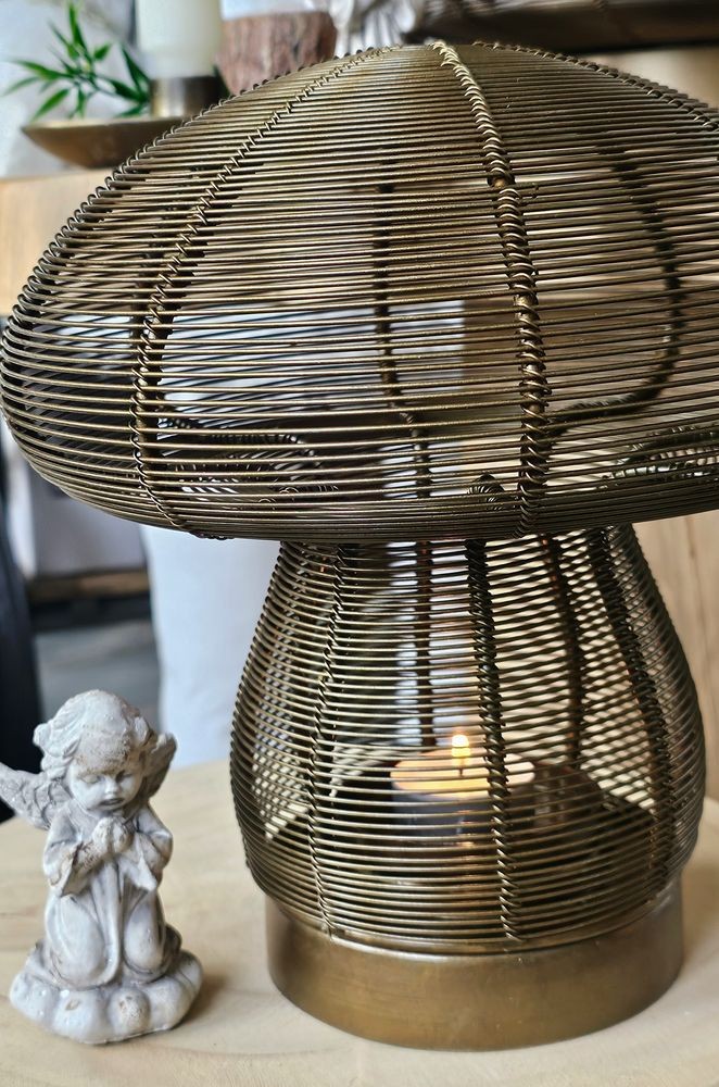 Bronzový antik kovový svícen houba Mushroom - Ø 20*24 cm Light & Living Bronzový antik kovový svícen houba Mushroom - Ø 20*24 cm Light & Living