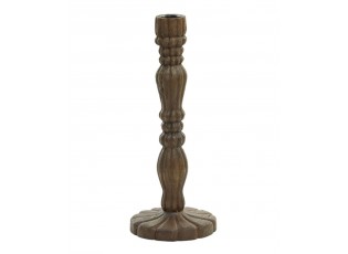 Hnědý dřevěný svícen na úzkou svíčku Jeraldo - Ø 15*38 cm