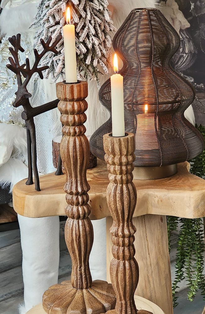 Hnědý dřevěný svícen na úzkou svíčku Jeraldo - Ø 16*45 cm Light & Living Hnědý dřevěný svícen na úzkou svíčku Jeraldo - Ø 16*45 cm Light & Living