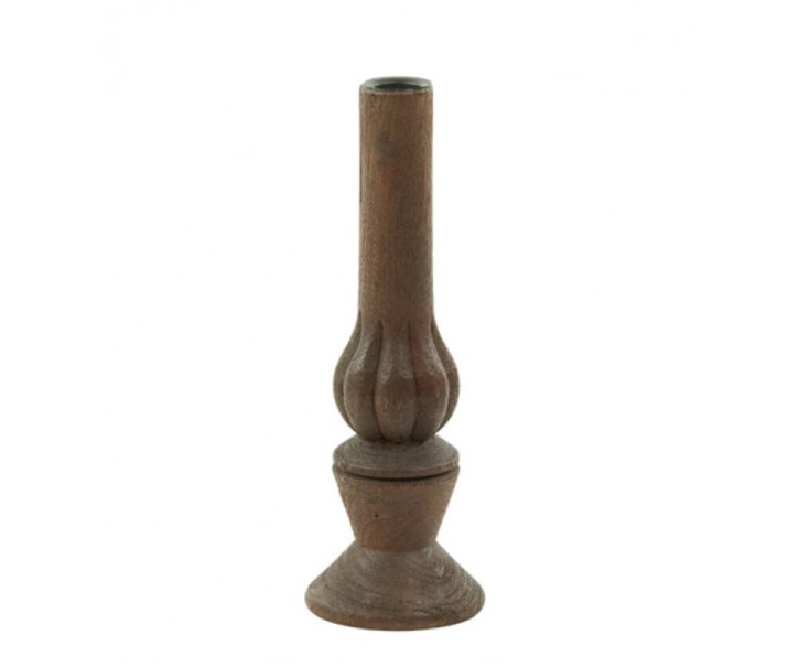 Tmavě hnědý dřevěný svícen na úzkou svíčku Tavola - Ø 9*25 cm Light & Living