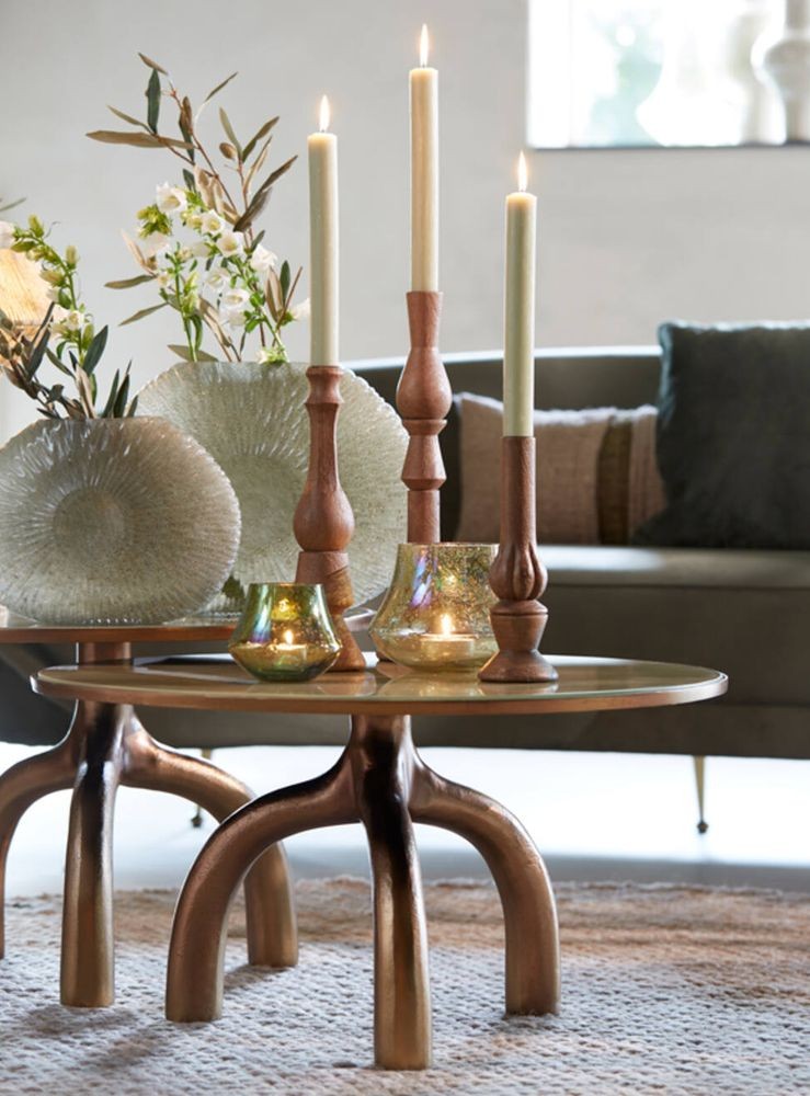 Tmavě hnědý dřevěný svícen na úzkou svíčku Tavola - Ø 11*42 cm Light & Living Tmavě hnědý dřevěný svícen na úzkou svíčku Tavola - Ø 11*42 cm Light & Living