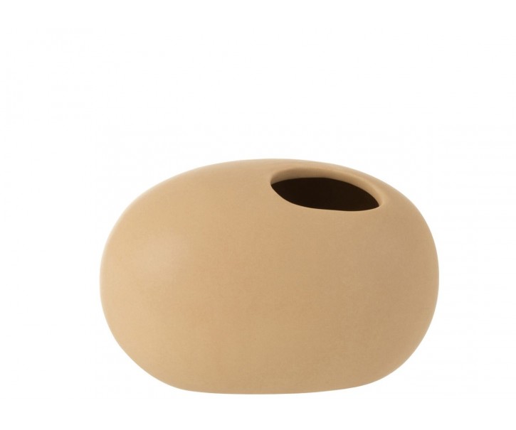 Béžová keramická oválná váza Matt Beige S - 16*10*10,6 cm J-Line by Jolipa