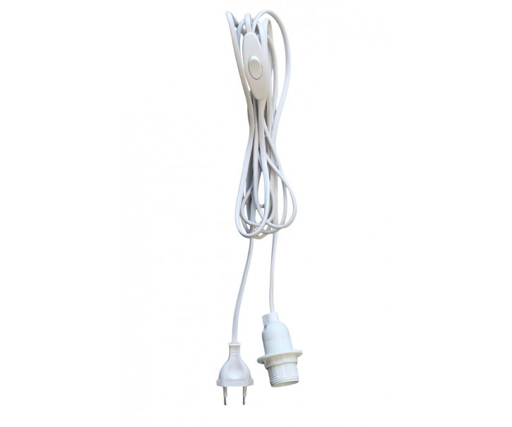 Bílá šňůra / kabel na lampu s vypínačem ON/ OFF - 4m / E14 Chic Antique