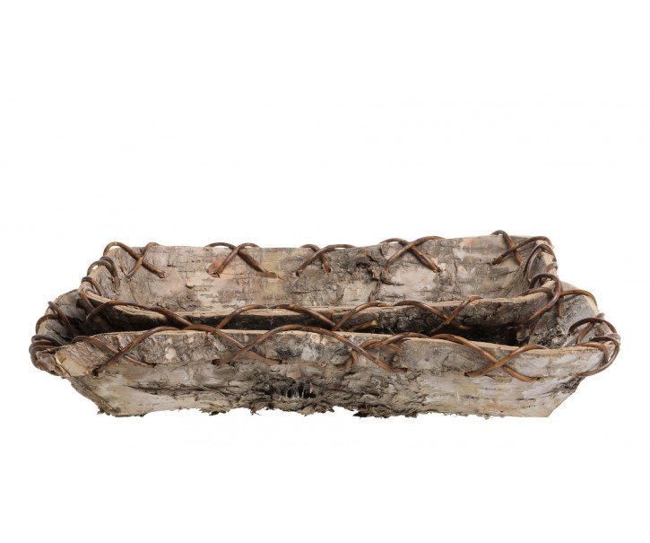 2ks dekorační podnos z březové kůry Birch Tray - 35*23*6 / 30*20*6 cm Chic Antique