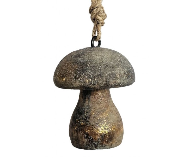 Dřevěná závěsná ozdoba s patinou houbička Mushroom - Ø 5 * 7cm Ostatn&iacute;