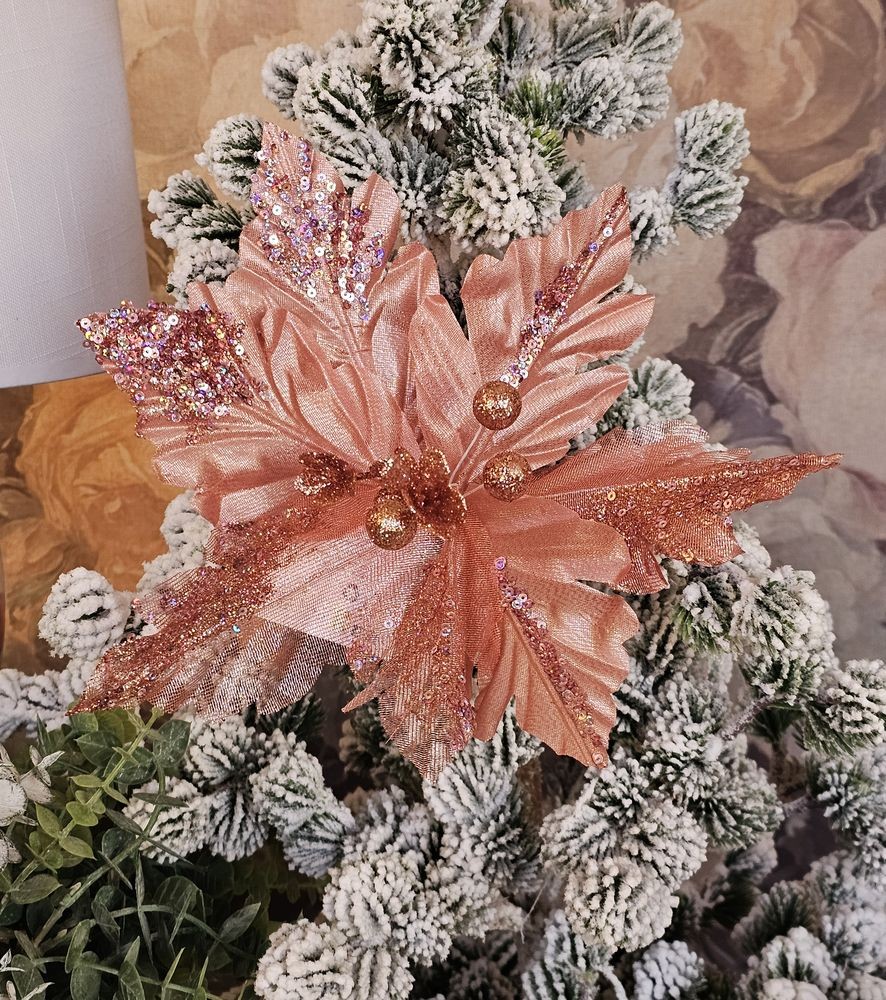 Růžová umělá rostlina vánoční hvězda Poinsettia - Ø 25*38 cm Clayre & Eef Růžová umělá rostlina vánoční hvězda Poinsettia - Ø 25*38 cm Clayre & Eef