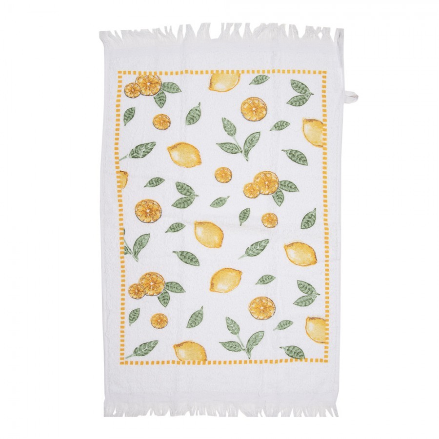 Kuchyňský froté ručník s citróny Lemons & Leafs - 40*66 cm Clayre & Eef Kuchyňský froté ručník s citróny Lemons & Leafs - 40*66 cm Clayre & Eef