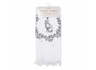 Bílý froté kuchyňský ručník s kočičkou Lovely Grey Cats - 40*66cm