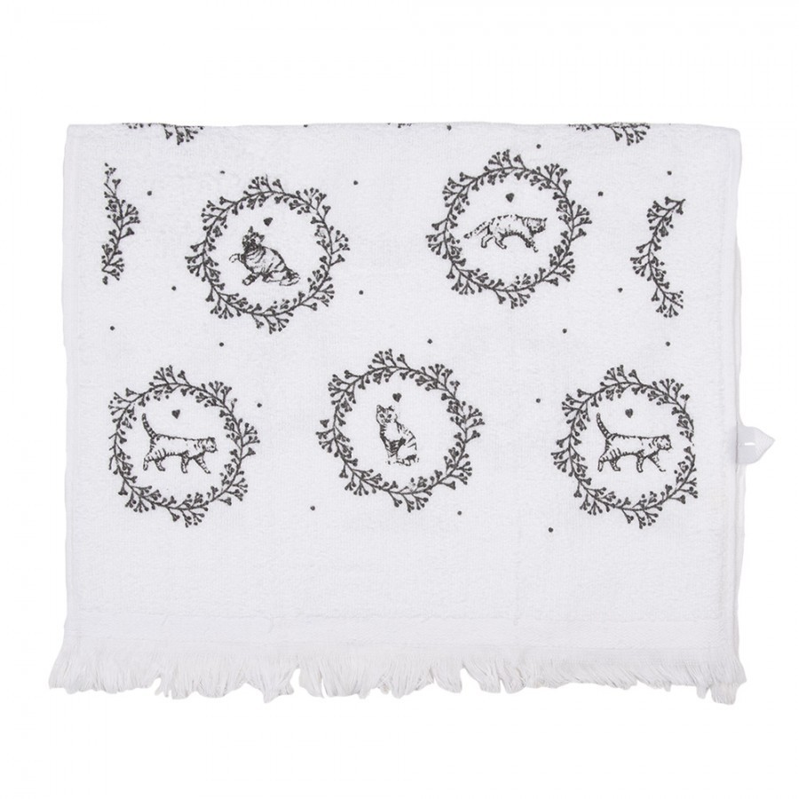 Bílý froté kuchyňský ručník s kočičkami Lovely Grey Cats - 40*66cm