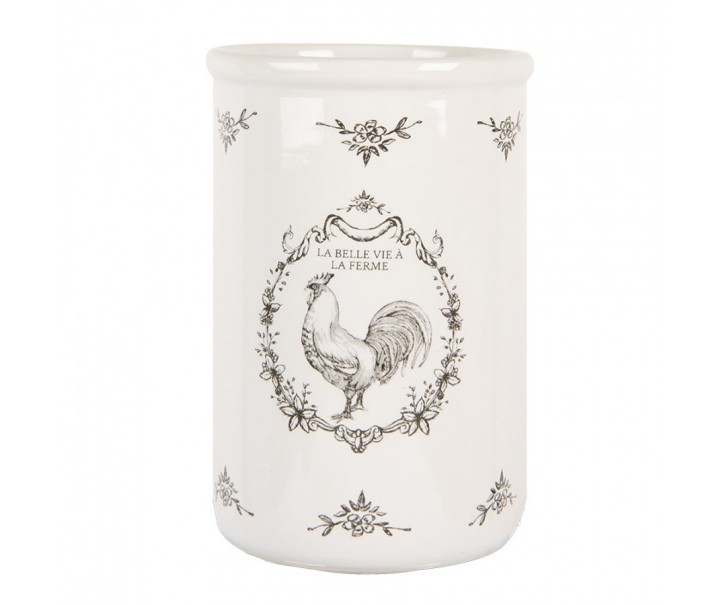 Keramický kelímek na zubní kartáčky s kohoutem La Belle Vie - Ø 8*12 cm Clayre & Eef