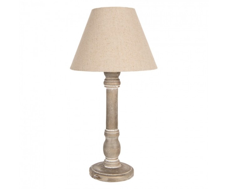Hnědá stolní lampička s béžovým stínidlem Shabby - Ø 23*45 cm E27/max 1*40W Clayre & Eef