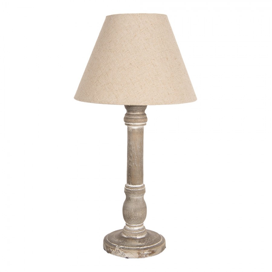 Hnědá stolní lampička s béžovým stínidlem Shabby - Ø 23*45 cm E27/max 1*40W Clayre & Eef Hnědá stolní lampička s béžovým stínidlem Shabby - Ø 23*45 cm E27/max 1*40W Clayre & Eef