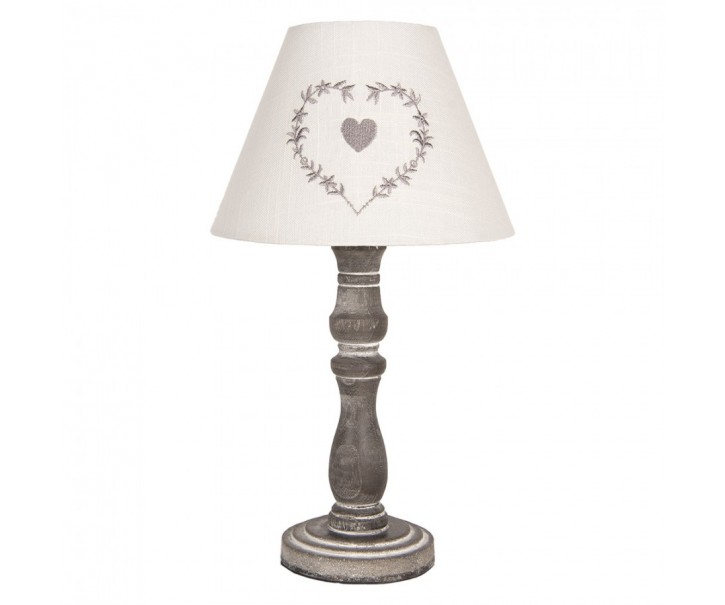 Šedá stolní lampička se srdíčkem Shabby - Ø 23*40 cm E27/max 1*40W Clayre & Eef