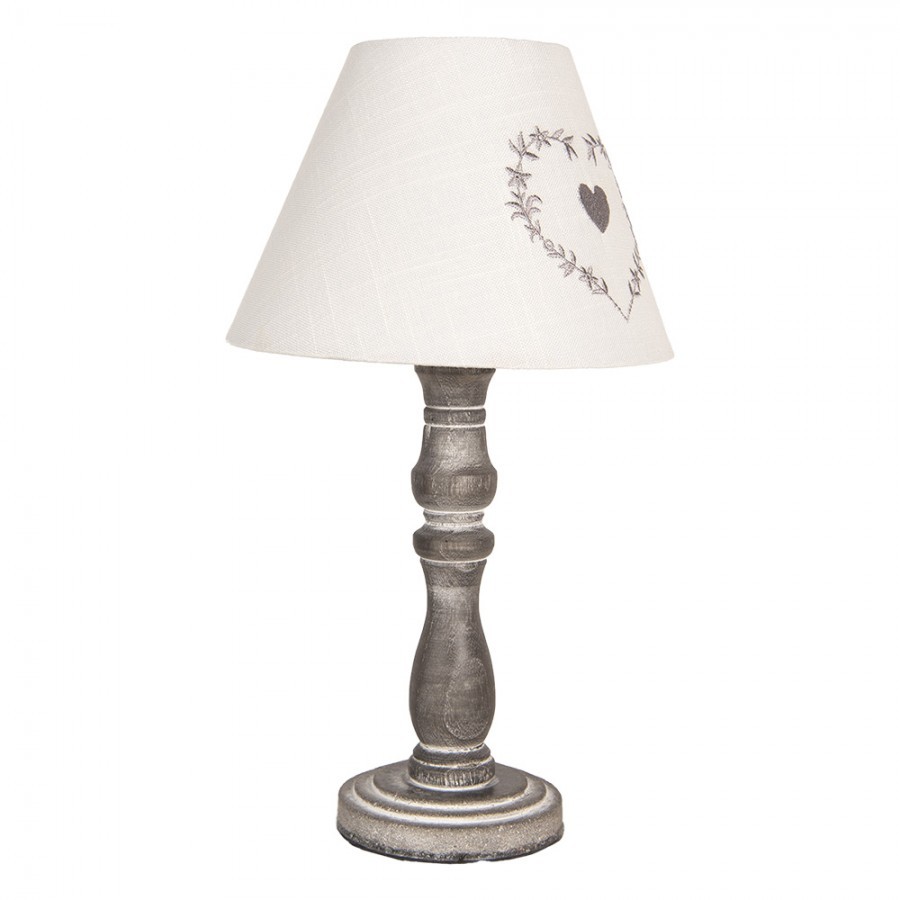 Šedá stolní lampička se srdíčkem Shabby - Ø 23*40 cm E27/max 1*40W Clayre & Eef Šedá stolní lampička se srdíčkem Shabby - Ø 23*40 cm E27/max 1*40W Clayre & Eef