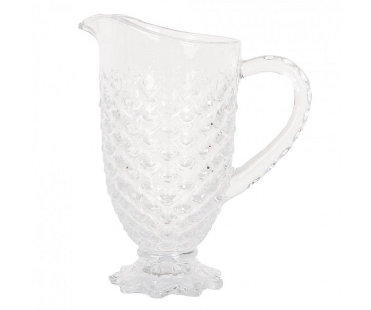 Transparentní skleněný džbán s dekorem - 20*13*24 cm / 1100 ml Clayre & Eef