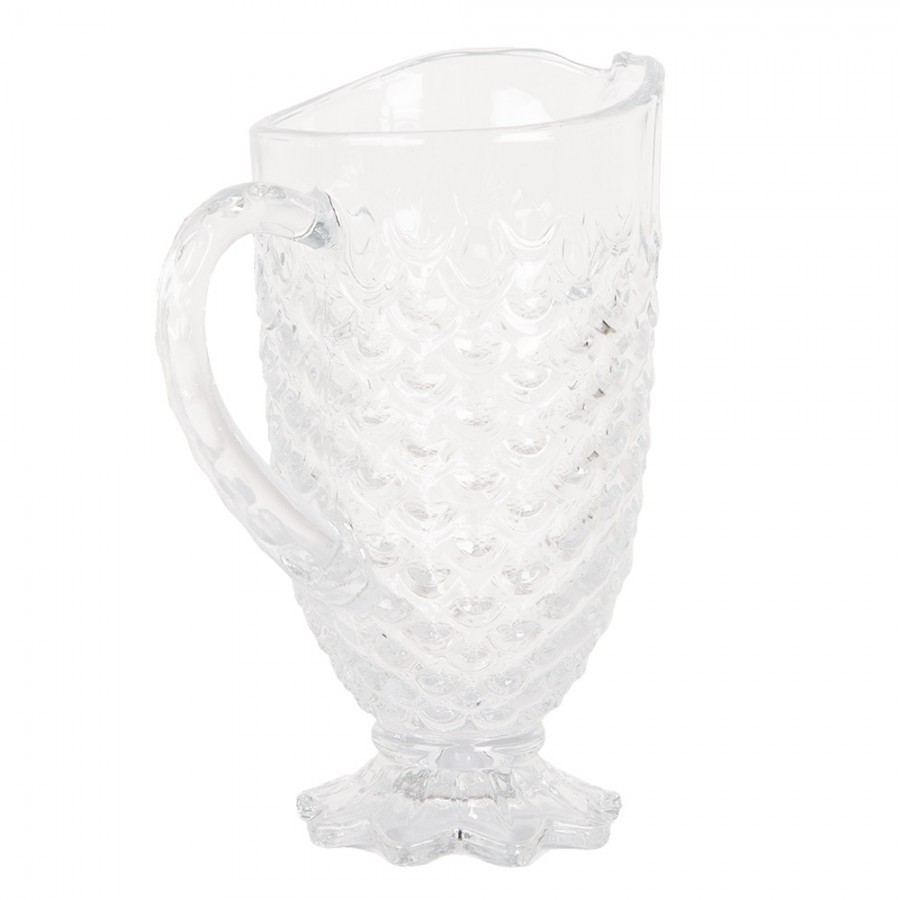 Transparentní skleněný džbán s dekorem - 20*13*24 cm / 1100 ml Clayre & Eef Transparentní skleněný džbán s dekorem - 20*13*24 cm / 1100 ml Clayre & Eef