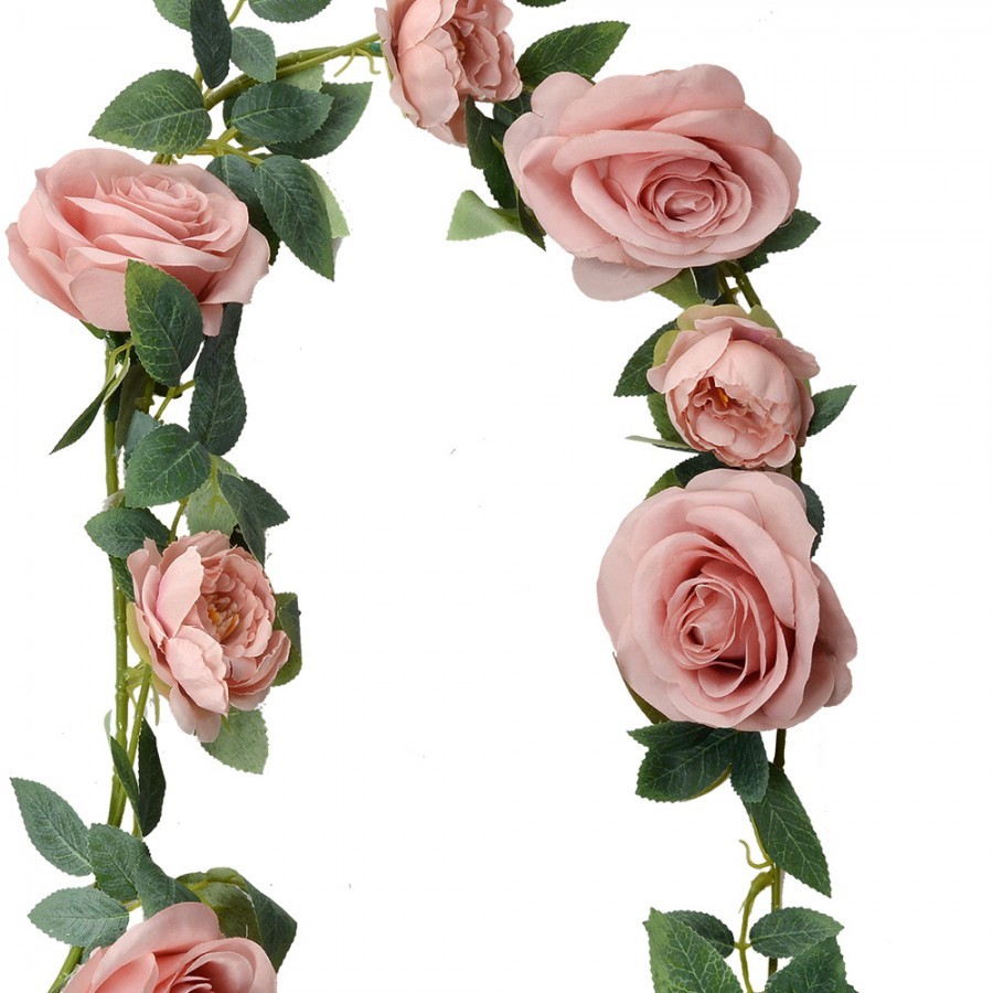 Dekorace umělá girlanda růžová růže - 10*10*150 cm Clayre & Eef Dekorace umělá girlanda růžová růže - 10*10*150 cm Clayre & Eef
