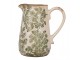 Béžový keramický džbán se zelenými květy Flora M - 16*12*18 cm Clayre & Eef