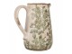 Béžový keramický džbán se zelenými květy Flora M - 16*12*18 cm Clayre & Eef
