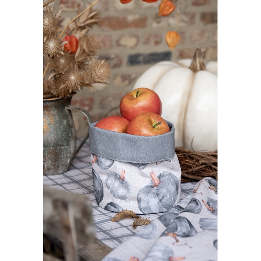 Bavlněný košík na pečivo s dýněmi Country Style Pumpkin - Ø 15*16 cm Clayre & Eef Bavlněný košík na pečivo s dýněmi Country Style Pumpkin - Ø 15*16 cm Clayre & Eef