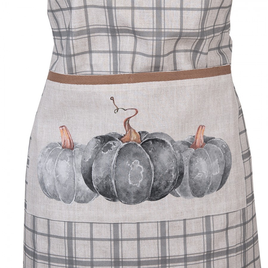 Bavlněná károvaná zástěra s dýněmi Country Style Pumpkin - 70*85 cm Clayre & Eef Bavlněná károvaná zástěra s dýněmi Country Style Pumpkin - 70*85 cm Clayre & Eef
