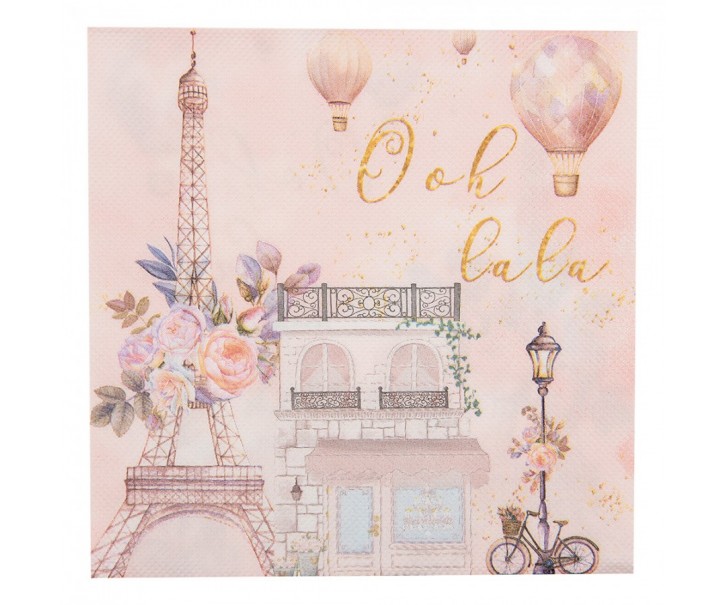Růžové papírové ubrousky Oh La La Paris - 33*33 cm (20ks) Clayre & Eef
