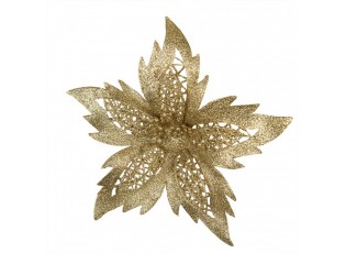 Zlatá umělá květina vánoční hvězda Poinsettia - Ø 23*5 cm