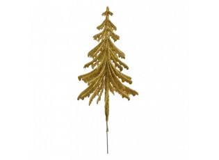 Vánoční zlatá umělá třpytivá dekorace zápich stromek - 17*8*37 cm