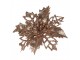 Měděná třpytivá umělá dekorace vánoční hvězda Poinsettia - Ø 9*2 cm Clayre & Eef