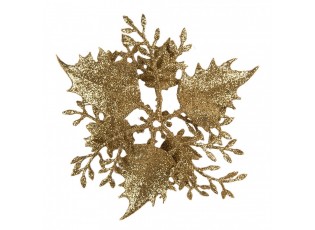 Zlatá třpytivá umělá dekorace vánoční hvězda Poinsettia - Ø 11*3 cm