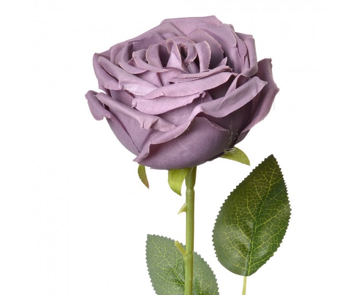 Dekorace umělá květina tmavě fialová růže Rose Purple - 9*9*61 cm Clayre & Eef