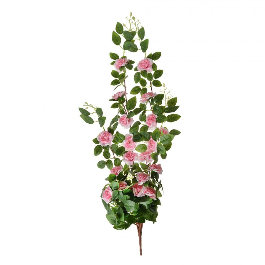 Zelená umělá větvička růže s růžovými květy - 25*15*87 cm Clayre & Eef Zelená umělá větvička růže s růžovými květy - 25*15*87 cm Clayre & Eef