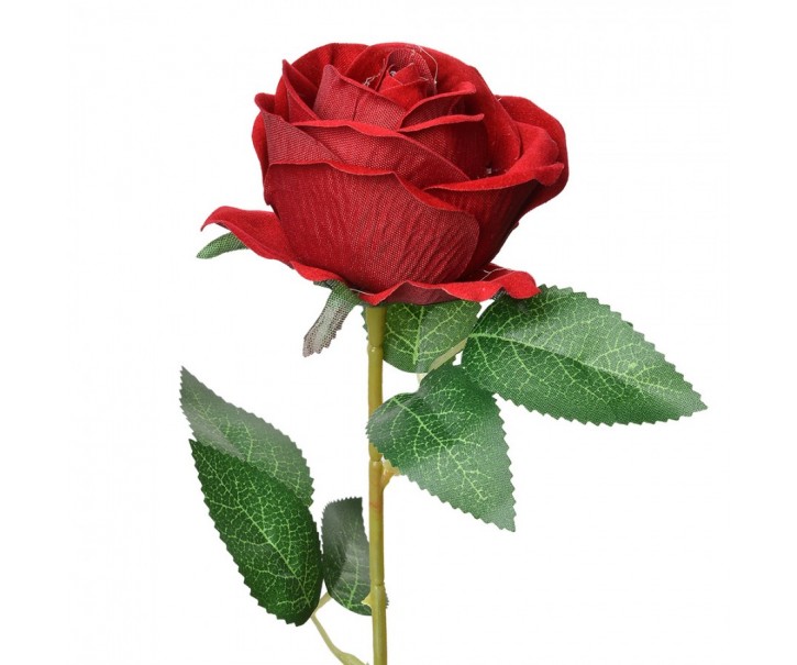 Vínová umělá květina růže Rosea - 8*8*50 cm Clayre & Eef