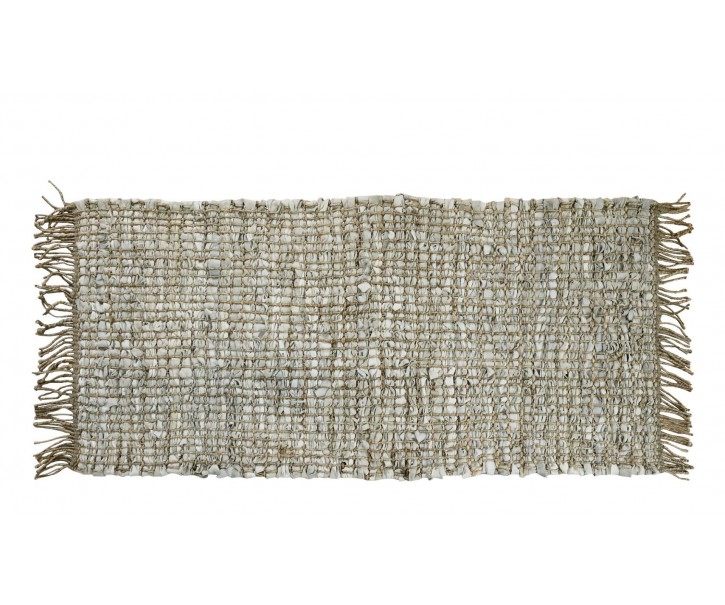 Přírodní jutový koberec s třásněmi a koženými dílky lly - 70*150 cm Chic Antique
